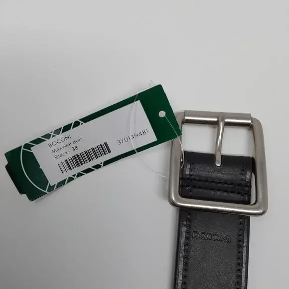 Boconi Leather Belt Black Casual Dress Belt Size 38 Made in Italy - Picture 2 of 6